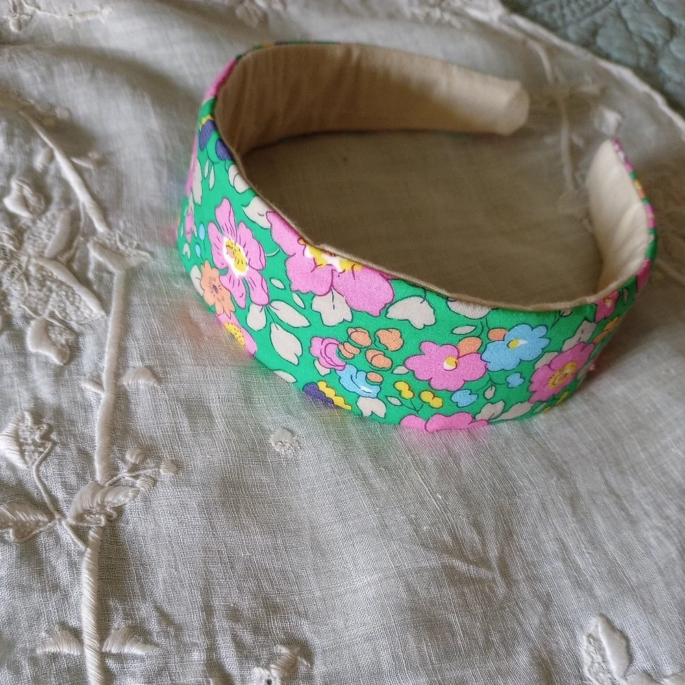 Liberty of London Art Fabric Headband Betsy Meadow Pink Green Colorful Pastel